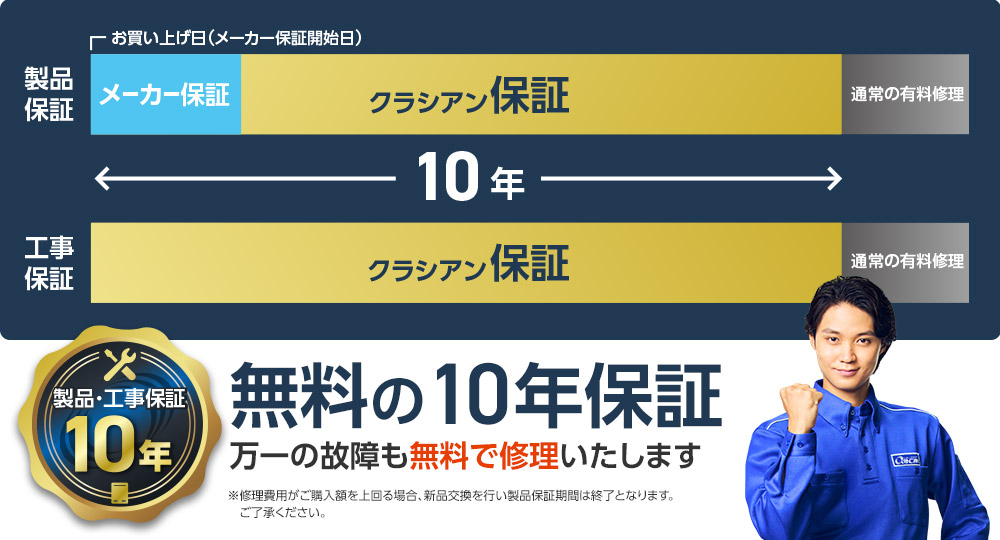 無料の10年保証